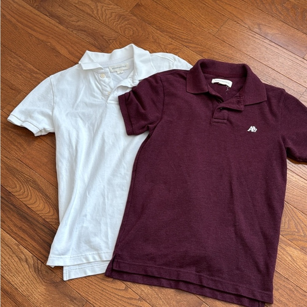 Aeropostale Polo Shirts White and Red Classic Style
